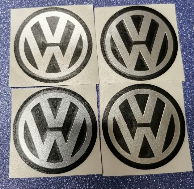 (image for) VW Centre Cap Logo Badge Stickers Black/Chrome 120mm